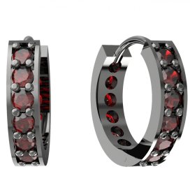 BG náušnice vsazený granát hvězdicový brus  807 Stříbro 925 - ruthenium (30-90dní) Granát