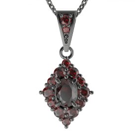 BG přívěs vsazeny kameny:český granát  422-1 Stříbro 925 - ruthenium (30-90dní) Granát