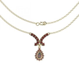 BG náhrdelník osázený kameny:granát  265 Stříbro 925 - pozlacené Granát