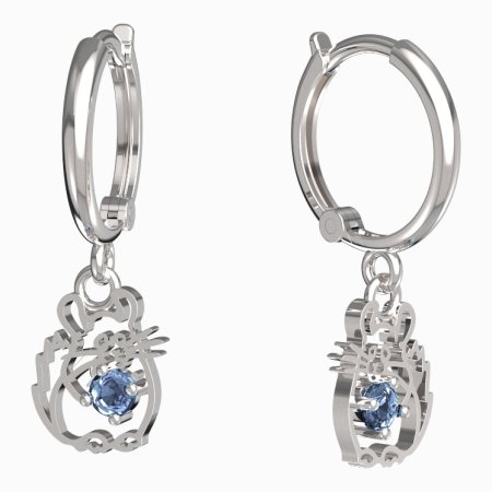 BeKid, Gold kids earrings -1192 - Switching on: Circles 12 mm, Metal: White gold 585, Stone: Light blue cubic zircon
