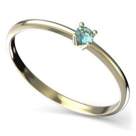 BG zlatý prstýnek 904 Žluté zlato - 585 Světle modrý kubický zirkon