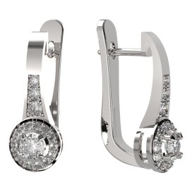 BG zlaté náušnice 651 Bílé zlato - 585 Bílý kubický zirkon