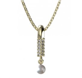 BG zlatý přívěšek 1290 s perlou Žluté zlato - 585 Bílý kubický zirkon