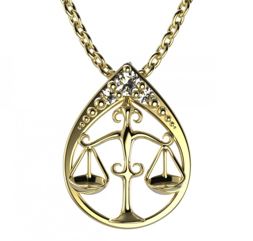 BG zlatý přívěšek Váhy 047 Žluté zlato - 585 Diamant