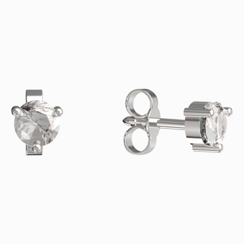 BG zlaté náušnice 782 Bílé zlato - 585 Bílý kubický zirkon