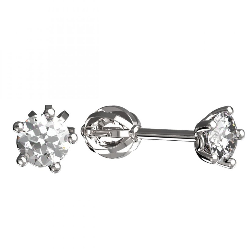 BG zlaté náušnice 874 Bílé zlato - 585 Diamant