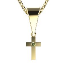 BG zlatý přívěšek křížek 1105 Žluté zlato - 585 Zelený kubický zirkon