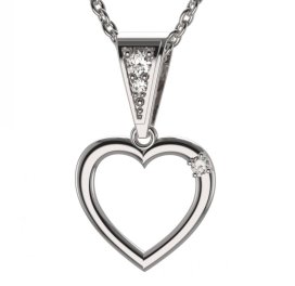 BG zlatý diamantový přívěšek srdíčko 1260 Bílé zlato - 585 Diamant lab-grown