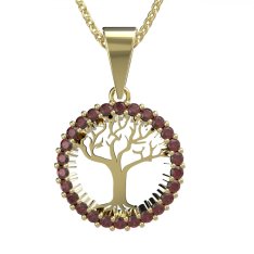 BG přívěs český granát strom života 045S Stříbro 925 - pozlacené Granát