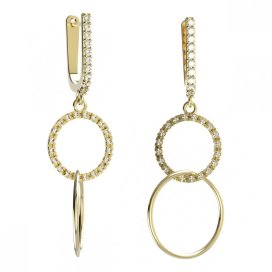 BG zlaté náušnice 116392 Žluté zlato - 585 Bílý kubický zirkon