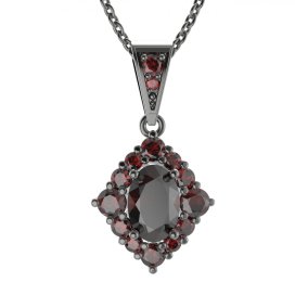 BG přívěs vsazeny kameny:český granát  466-1 Stříbro 925 - ruthenium (30-90dní) Granát