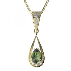 BG přívěs vsazen vltavín  638 Žluté zlato - 585 Vltavín a diamant