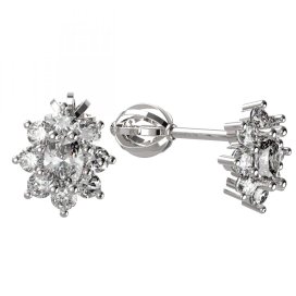 BG zlaté náušnice s diamanty 627 Bílé zlato - 585 Diamant lab-grown