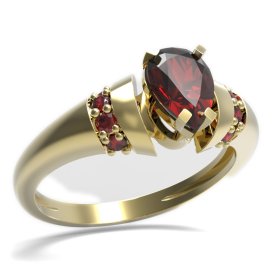 BG prsten kapkovitý kámen 495-K Stříbro 925 - pozlacené Granát