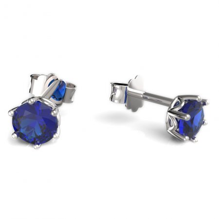 BeKid, Gold kids earrings -1294 - Switching on: Puzeta, Metal: White gold 585, Stone: Dark blue cubic zircon