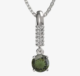 BG vltavínový přívěšek 727 Bílé zlato - 585 Vltavín a diamant
