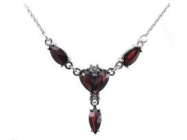 BG náhrdelník vsazeny kameny : vltavín a granát  952 Žluté zlato - 585 Granát