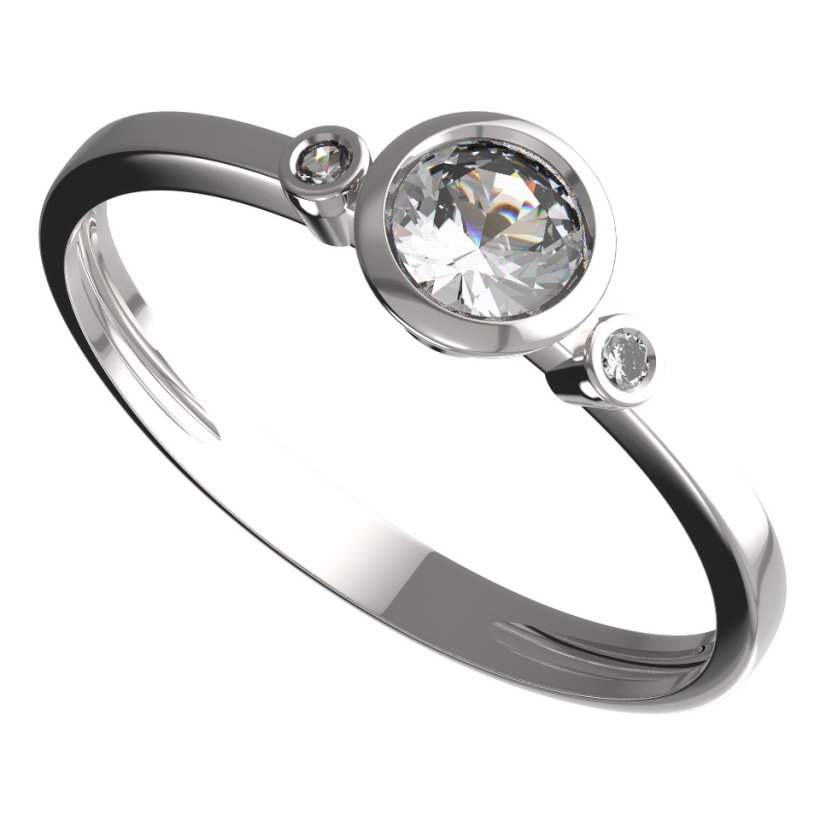 BG zlatý prstýnek 555 L Bílé zlato - 585 Diamant
