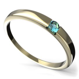 BG zlatý prstýnek 796 Žluté zlato - 585 Světle modrý kubický zirkon