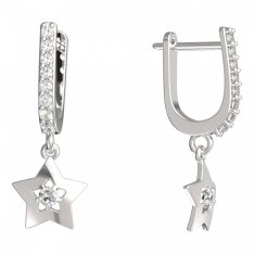 BG zlaté náušnice hvězdička 824 Bílé zlato - 585 Diamant