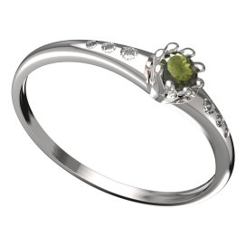 BG vltavínový prsten 554K Bílé zlato - 585 Vltavín a diamant