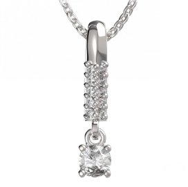 BG zlatý přívěšek  725 Bílé zlato - 585 Bílý kubický zirkon