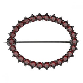 BG brož osázený kameny:granát  012 porhodiovaná Stříbro 925 - ruthenium (30-90dní) Granát