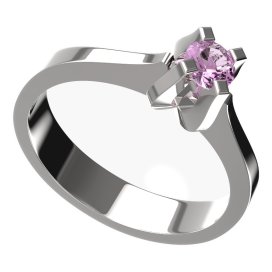 BG zlatý prstýnek 769 Bílé zlato - 585 Růžový kubický zirkon
