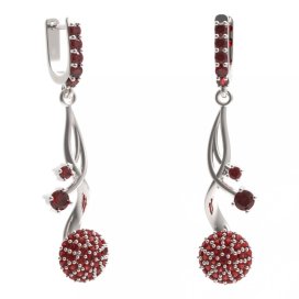 BG náušnice sférického tvaru 534-P93 Stříbro 925 - rhodium Granát