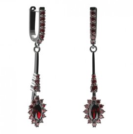 BG náušnice s centrálním oválným kamenem 504-B94 Stříbro 925 - ruthenium (30-90dní) Granát