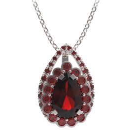 BG přívěs s centrálním kapkovitým kamenem 519-90 Stříbro 925 - rhodium Granát