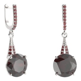 BG náušnice kruhového tvaru 475-G91 Stříbro 925 - rhodium Granát