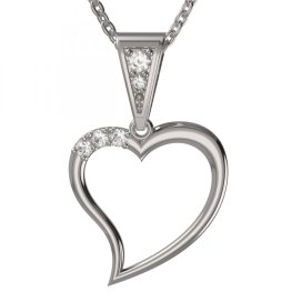 BG zlatý diamantový přívěšek srdíčko 1266 Bílé zlato - 585 Diamant lab-grown