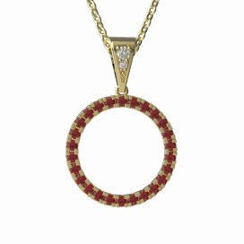 BG zlatý přívěšek kruh 1155/26 Žluté zlato - 585 Červený kubický zirkon