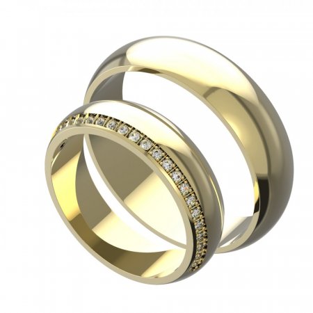 BG zlatý snubní prsten 634/1 - Kov: Žluté zlato 585, Kámen: Bílý kubický zirkon