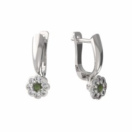 BG vltavínové náušnice 552 Bílé zlato - 585 Vltavín a diamant