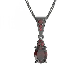 BG přívěs s centrálním oválným kamenem 712* Stříbro 925 - ruthenium (30-90dní) Granát