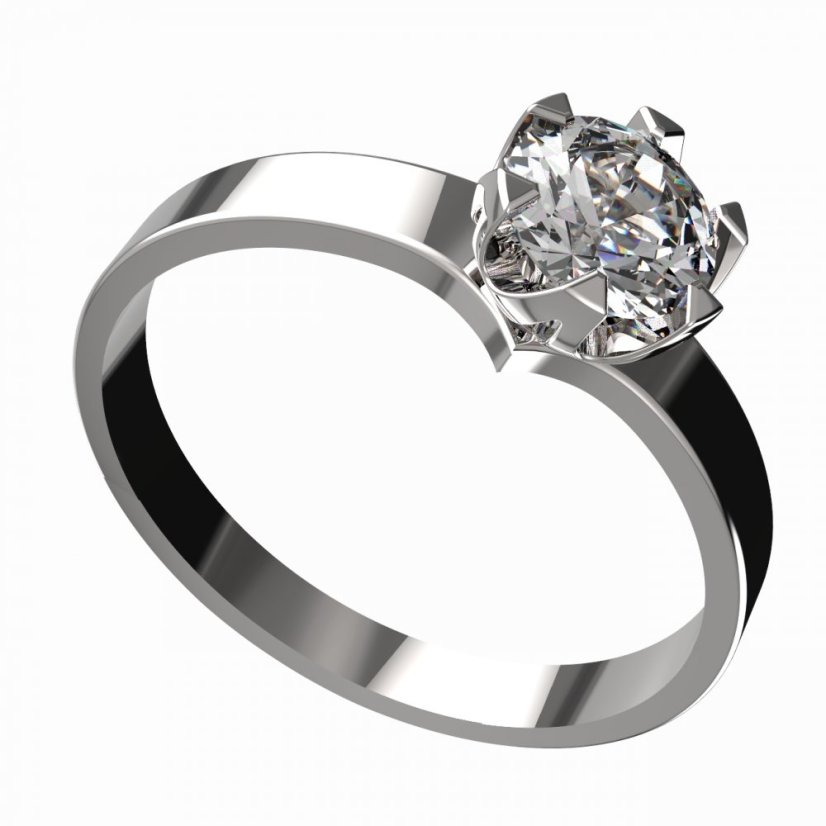 Zlatý prsten s diamantem, bílé zlato 585 – 946 (ZD42946/872)