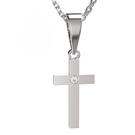 BG zlatý přívěšek křížek 1103 Bílé zlato - 585 Bílý kubický zirkon