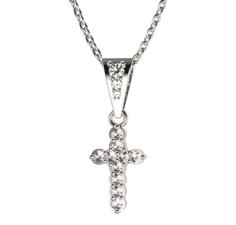BG zlatý přívěšek křížek 580 Bílé zlato - 585 Diamant
