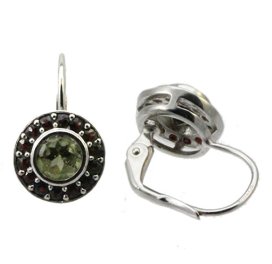 BG náušnice vsazeny kameny 754-01 Stříbro 925 - rhodium Vltavín a granát