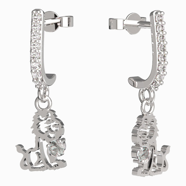 BeKid dětské náušnice lev 1191 Bílé zlato - 585 Diamant
