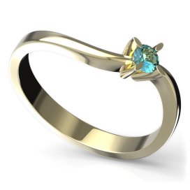 BG zlatý prstýnek 780 Žluté zlato - 585 Světle modrý kubický zirkon