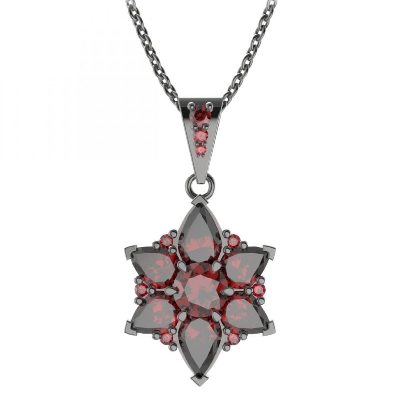 Stříbrný přívěsek s českým granátem, ruthenium – 409-2