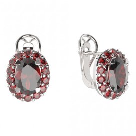 BG náušnice 728 Stříbro 925 - rhodium Granát