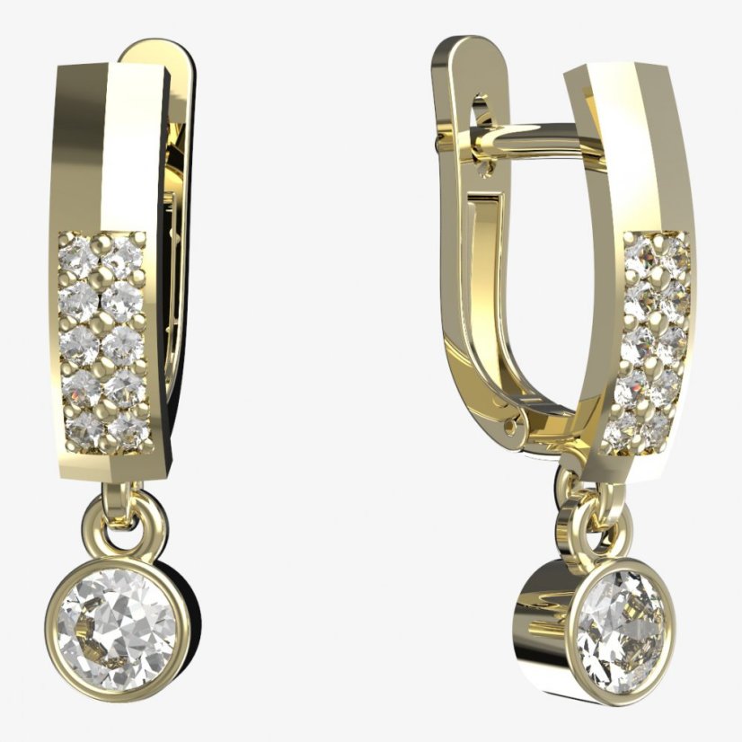 BG zlaté náušnice 722 Žluté zlato - 585 Diamant