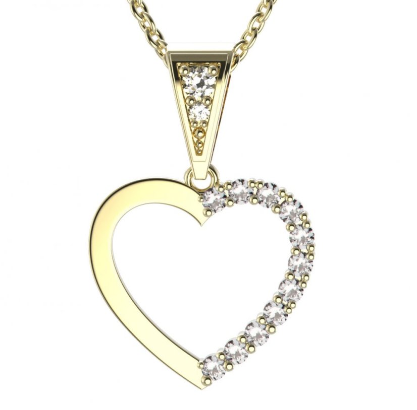 BG zlatý diamantový přívěšek srdíčko 1264 Žluté zlato - 585 Diamant lab-grown