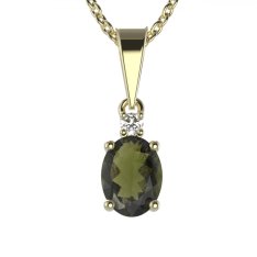 BG přívěs vsazen vltavín  622 Žluté zlato - 585 Vltavín a diamant