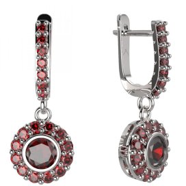 BG kulaté náušnice 744-84 Stříbro 925 - rhodium Granát