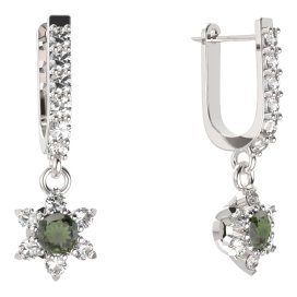 BG  náušnice 978 Stříbro 925 - rhodium Vltavín a  kubický zirkon